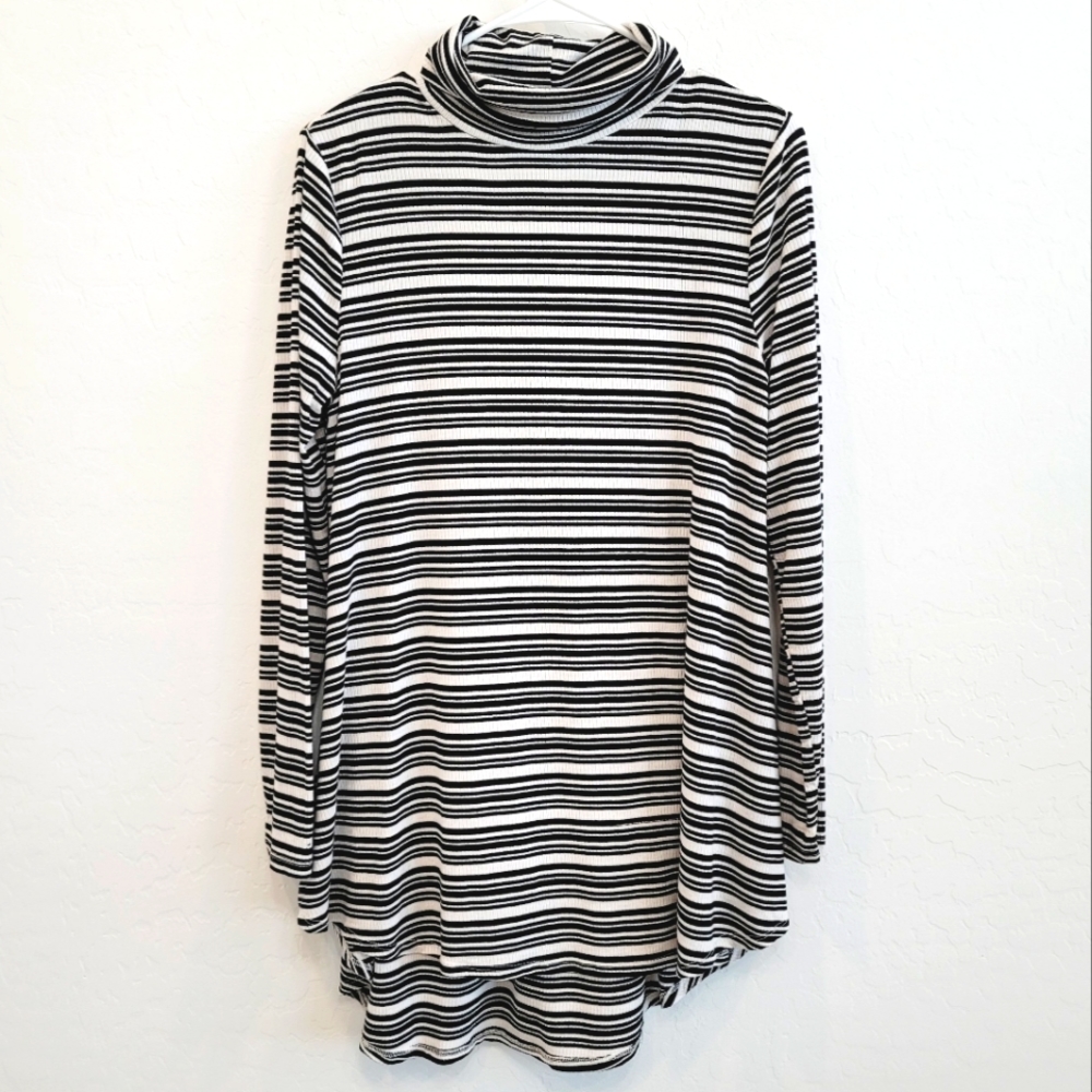 Apt. 9 Striped Mock Neck Long Sleeves Dress/Top M